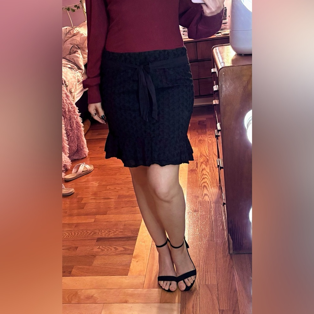 Dynamite Black Eyelit Lace Mini Skirt